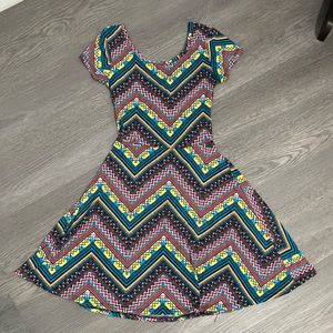 Pine Tribal Multicolored A-Line Dress Size Medium